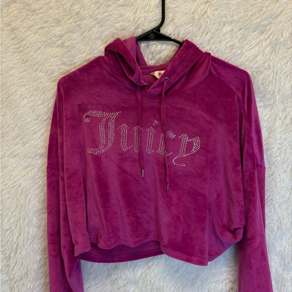 Juicy Couture Magenta Velour Hoodie | XL | Cropped Sleepwear 🩷💗✨ Y2K - Picture 6 of 16
